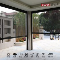 Electric sunshade roller curtain pavilion villa sun room weather and dust proof balcony automatic telescopic transparent curtain windproof