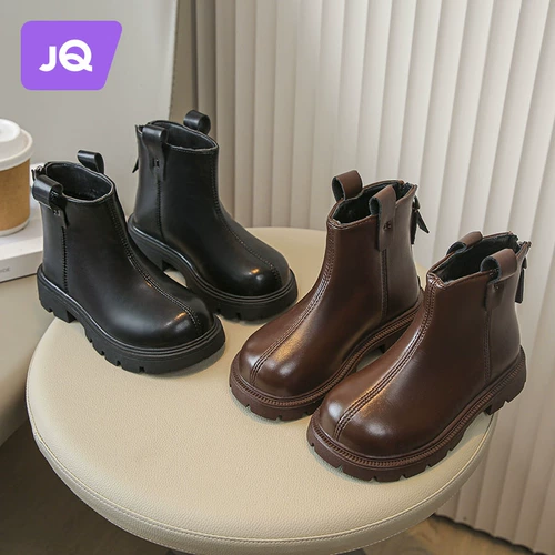Martens, детские демисезонные ботинки, осенние черные короткие сапоги, коллекция 2023, подходят для подростков, из натуральной кожи