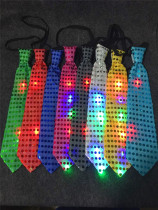 New LED colorful glitter sequined tie for men and women glowing bow tie bar night party props trend