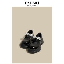 (PAILAILI) Mary Jane shoes French style thick bottom pine pastry water drill coarse heel jk shoes uni-shoe small leather shoes girl spring autumn