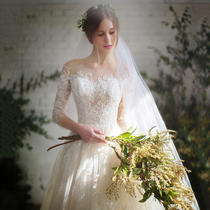 (White Xiaoxian) main wedding dress 2021 new autumn forest temperament thin long sleeve Bride wedding dress
