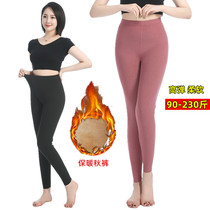  Autumn and winter large size de velvet heating warm pants womens 200 kg fat MM plus fat plus bottoming autumn pants single-piece line pants