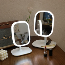 Desktop internet Red little mirror cute fairy makeup vanity mirror diy University dormitory portable countertop with light led led