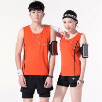 Summer men and womens vest shorts fitness running clothing test track and field service marathon custom logo