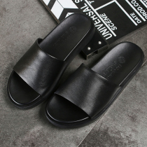 Net Red Slippers Mens Boomer Outdoor Summer Leather Slippers Outside of mens genuine leather lined sandals Anti-slip beach shoes