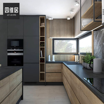  Four-dimensional home overall cabinet customization Kitchen cabinet customization modern simple high-end gray overall kitchen cabinet whole house customization