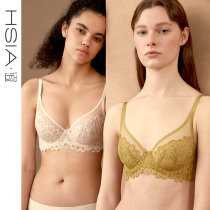  HSIA womens ultra-thin underwear womens large size large cup upper support image-proof sexy lace big chest display small bra thin section