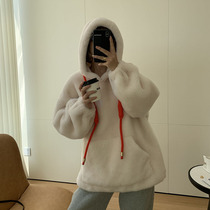 Sheep-cut coat fur one womens coat 2021 New lamb wool sweatshirt young fur hooded