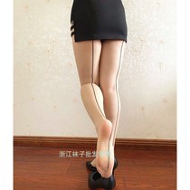 Shrimp line stockings ultra-thin bikini open crotch stockings sexy retro back vertical line pantyhose passion Cuban line beautiful legs