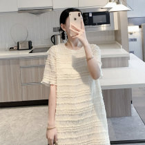 Korean pregnant women summer dress summer short sleeve 2021 new fashion high European and American style super fairy pregnant women skirt
