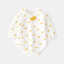 Recommended ~ baby bag fart clothes spring autumn baby triangular khacoat pure cotton long sleeve one-piece clothes newborn without bone climbing clothes