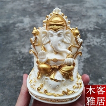 Ivory fruit elephant God Elephant Lucky Nafu Living room entrance decoration Small elephant nose God of Wealth sitting car ornament Animal