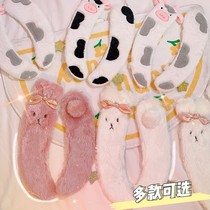 Cute cartoon toilet pad home waterproof universal Velcro plush toilet pad winter warm toilet seat