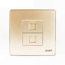 Chint switch socket champagne 86 telephone computer socket NEW9E Magic Silver Series champagne gold