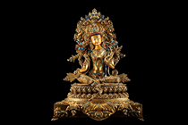 Nepal Sakyamuni handmade Buddha statues bronze gilt and Gold Green mother intangible cultural heritage works Buddha Hall for collection