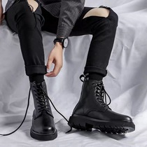  ins Martin boots mens high-top spring and autumn leather British style leather boots motorcycle wild retro black tooling boots
