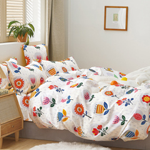Live exclusive special cotton sheets pastoral bed simple quilt cover fashion pillowcase four-piece cotton summer cool quilt
