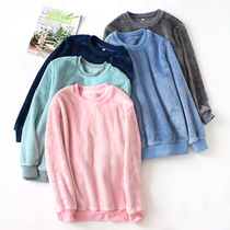 Broken code processing winter thickened flannel pajamas womens single piece top long sleeve pull over head couple style plus fleece coral fleece