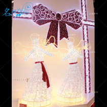 Famous sample Mei Chen Christmas Day decoration Wrought iron luminous bow Shopping mall hotel facade wall glass curtain