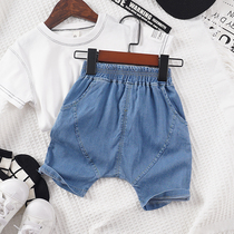 Good to wear ~ Summer children thin stretch jeans High waist midpants male and female baby loose casual large crotch pp shorts