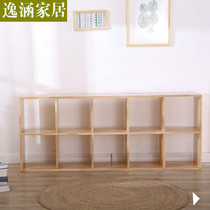 Solid Wood Nordic bookcase shelf multi-layer lattice cabinet floor childrens toy storage shelf living room combination Japanese style