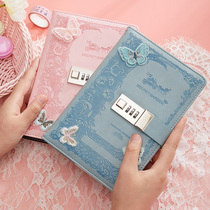 Password book with lock diary literary retro girl heart notepad student notebook hand book thick stationery