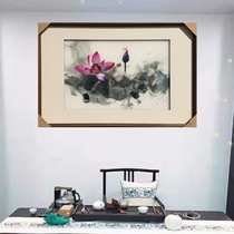 Yuanyi pure handmade embroidery Su embroidery 1-4 silk ink Lotus Living room study entrance bedroom Chinese style hanging painting