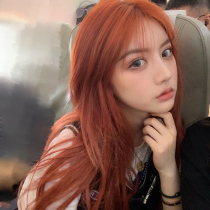 Dancing water wig female long straight hair dirty orange net red anchor cool tide color color lolita long straight hair full headgear
