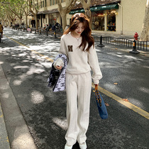 Plus velvet leisure sports suit women's spring autumn and winter 2021 new fashion advanced net red vests running two-piece set