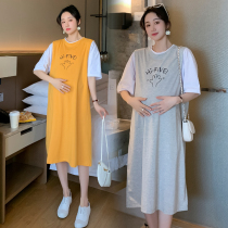 Foreign Trade Discount Discount Store Mall Special Cabinet Withdrawal Cabinet Cut Mark Womens Clothing Tailstock Clear Cabin Pure Cotton Loose Pregnant Woman Short Sleeve Dress Dress