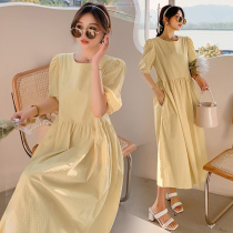 Pregnancy Woman Dress Foreign Trade Discount Store Mall Special Cabinet Withdrawal Cabinet Cut Mark Womens Clothing Tail Goods Clear Cabin Wave Dot Bubble Sleeves Dress