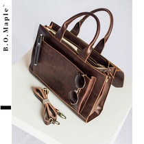 BOMaple Retro Mens Briefcase Business Handbag Mad Maple Computer Poor Single Shoulder Diagonal Satchel