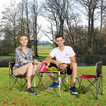 Male wolf outdoor folding table and chair set combination beach chair Self-driving tour portable field camping picnic table and chair