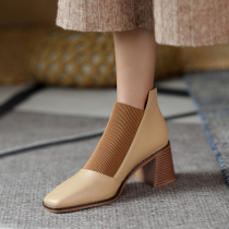 Givenivan fashionable design ~ square heels dan xue female Korean elastic thin boots chunky-heel boots 6 5cm