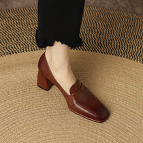 Givenivan loves style ~ Lefos shoes women 2022 new square head heels thick heel single shoe 6cm