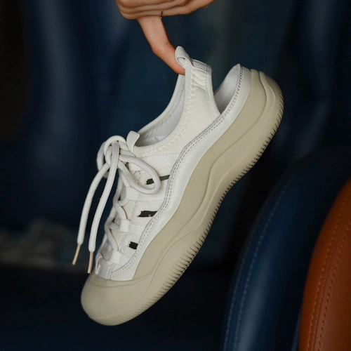 Белые летние кроссовки, дышащая белая обувь для отдыха, туфли, из натуральной кожи