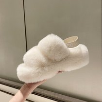 Mostarsea winter cute ~ thick bottom wool slippers women autumn and winter 2021 New elastic belt cotton tow