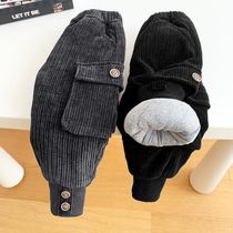 Boy pants thickened winter Korean version of foreign children wearing cotton pants baby corduroy baby casual pants tide