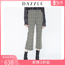 DAZZLE autumn and winter counters new style plaid straight-leg woolen wool trousers women 2F4Q4194N