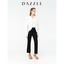 Liu Wens Tongan Dazzle ground vegan spring and summer new style dark tattoo design sensation Navy collar white shirt woman