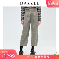 Dazzle Disu 2020 spring new plaid pattern straight tube suit casual pants for women 2c1q4303l