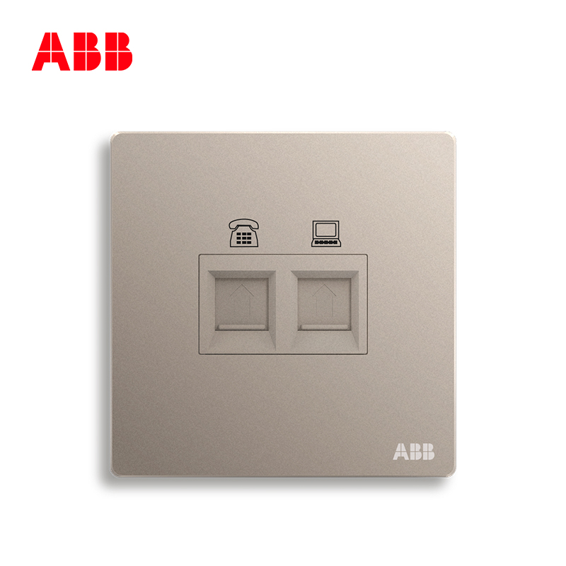ABB switch panel home weak current two-digit telephone computer socket network information Xuan Golden AF323-PG