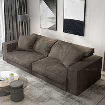 baxter frosted leather sofa living room super deep sitting wide Italian style very simple three four five people straight row small apartment