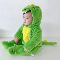 Net red baby clothes autumn and winter clothes thickened warm baby jumpsuit animal dinosaur cute climbing clothes out to carry clothes