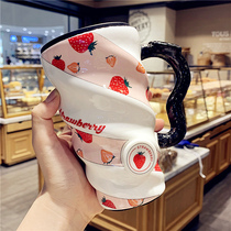 Korean version of the creative girl heart ceramic cup fresh men and women household coffee water cup ins net red cute mug