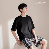 Jingyun (cool feeling) 2021 new pajamas men's summer cotton loose large size short sleeve home clothing suit
