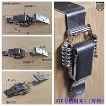 070 Stainless Steel 304 Bend Hook Right Angle Double Spring Buckle Wooden Box Industrial Kit Catch Duckbill Buckle Bee Box
