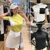 Korea MASTERBUNNY golf Womens 21 summer golf lapel contrast color slim breathable short-sleeved T-shirt