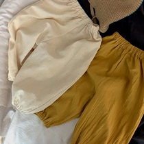 Summer casual boys and girls Korean children's fashion loose bloomers brook pants pants linen cotton pants baby tide