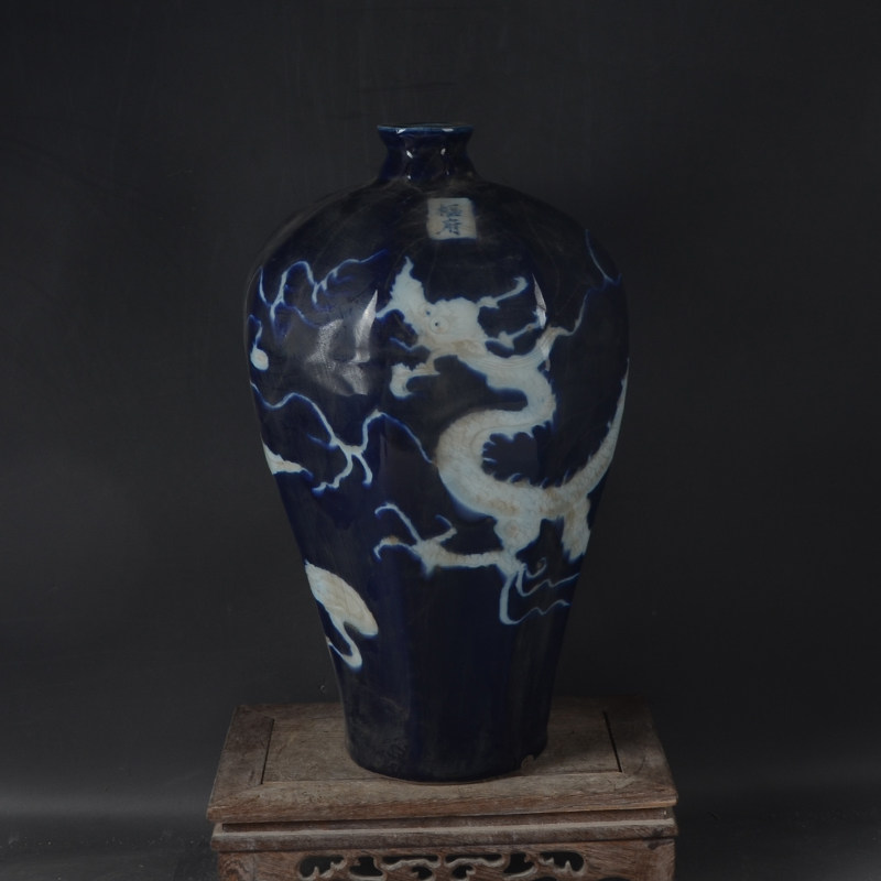 蓝釉白龙纹梅瓶-蓝釉白龙纹梅瓶促销价格、蓝釉白龙纹梅瓶品牌- 淘宝